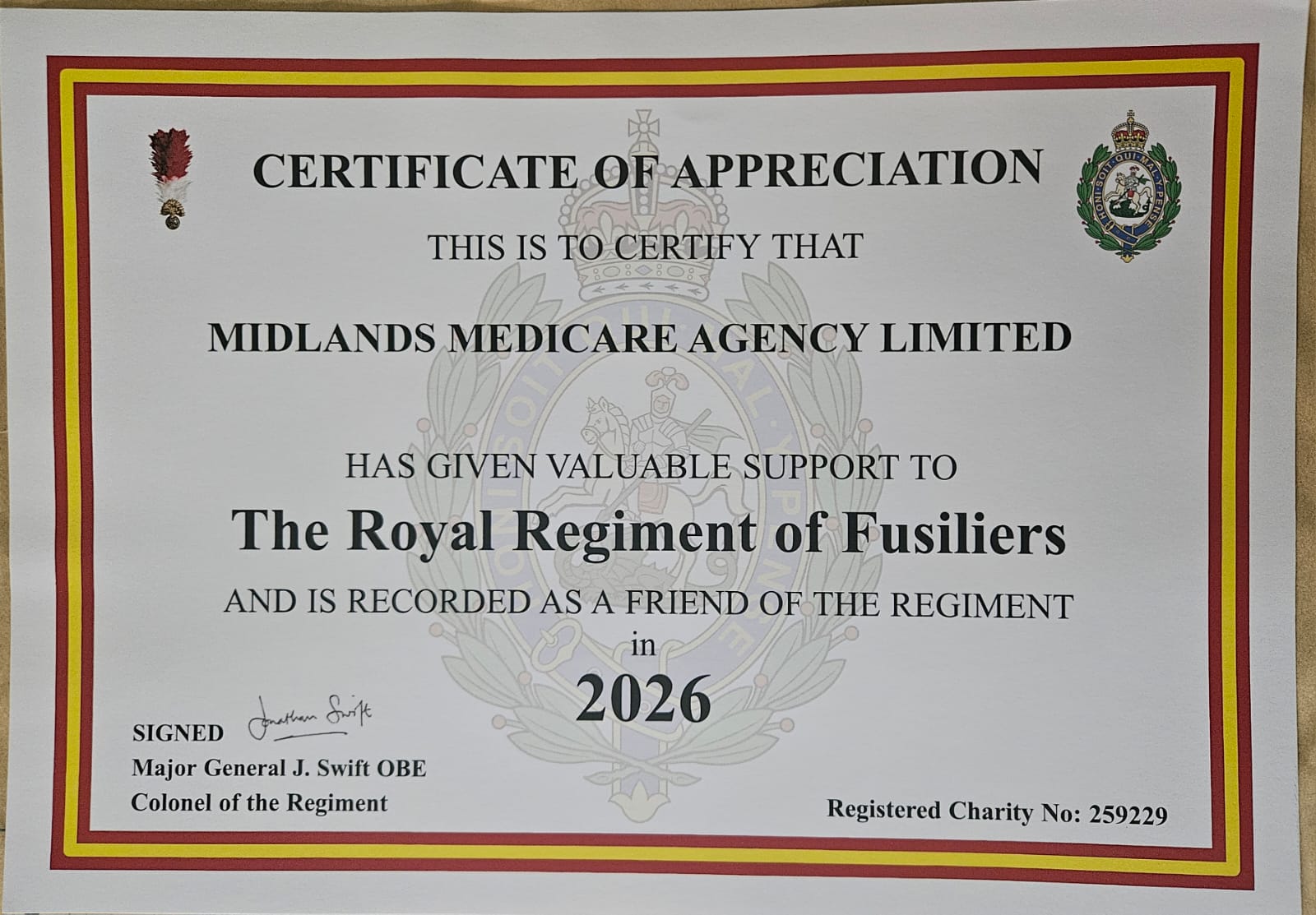 Certificate Of Appreciation